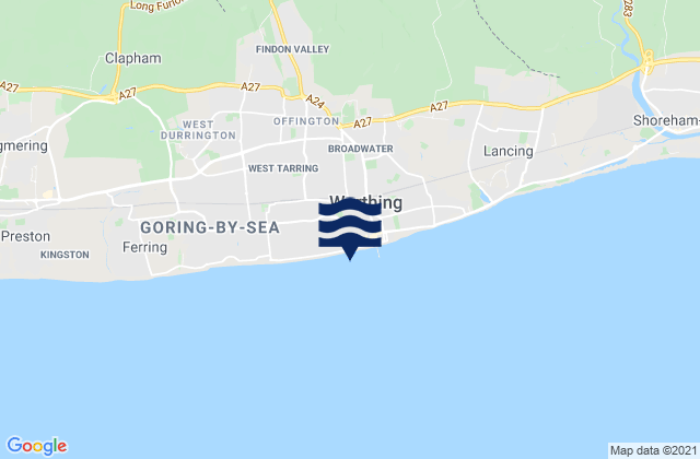 Karte der Gezeiten Worthing Beach, United Kingdom