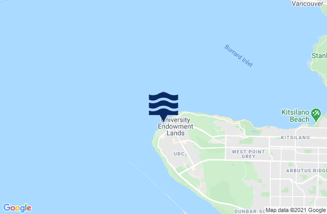 Karte der Gezeiten Wreck Beach, Canada