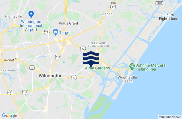 Karte der Gezeiten Wrightsboro, United States