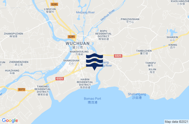 Karte der Gezeiten Wuchuan, China