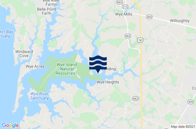 Karte der Gezeiten Wye Landing, United States