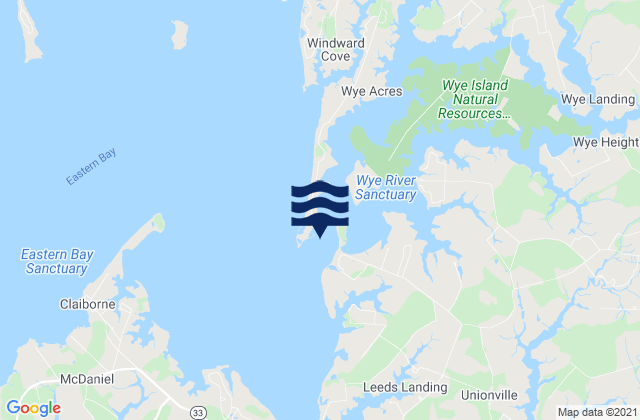 Karte der Gezeiten Wye River west of Bruffs Island, United States