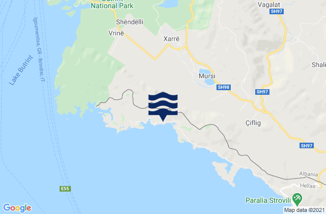 Karte der Gezeiten Xarrë, Albania