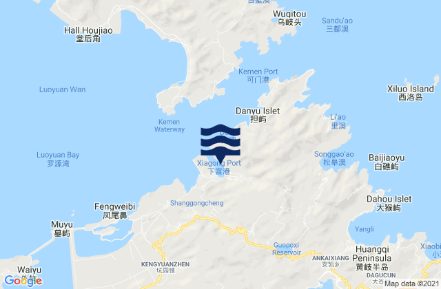 Karte der Gezeiten Xiagong, China