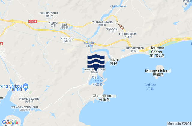 Karte der Gezeiten Xiaomo, China