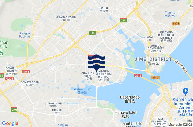 Karte der Gezeiten Xingbin, China