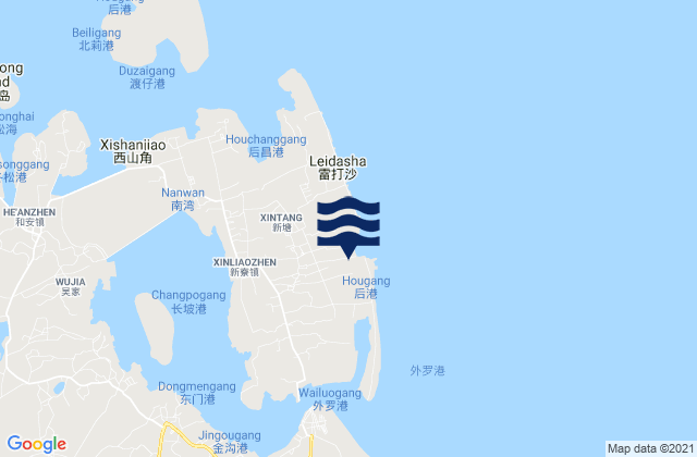 Karte der Gezeiten Xinliao, China