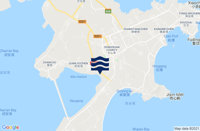 Karte der Gezeiten Xipu, China