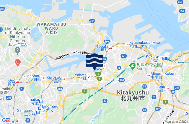 Karte der Gezeiten Yahatahigashi-ku, Japan