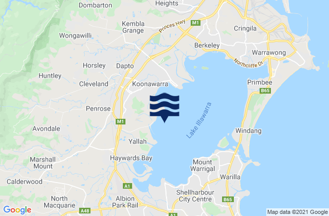 Karte der Gezeiten Yallah Bay, Australia