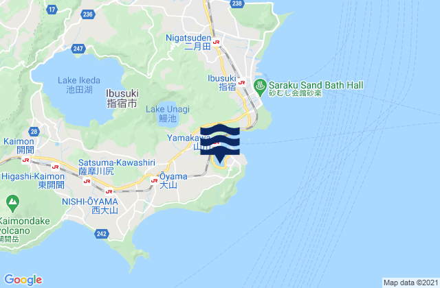 Karte der Gezeiten Yamagawa Ko Kagoshima Kaiwan, Japan