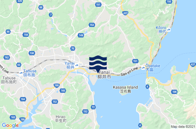 Karte der Gezeiten Yanai Shi, Japan