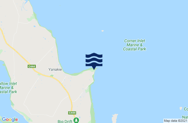 Karte der Gezeiten Yanakie Beach, Australia