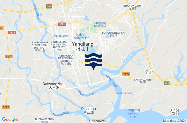 Karte der Gezeiten Yangjiang, China