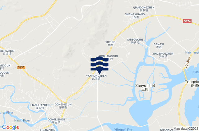 Karte der Gezeiten Yanhong, China