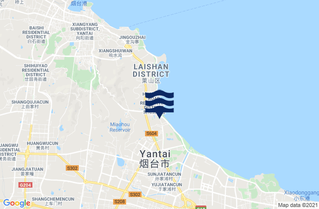 Karte der Gezeiten Yantai, China