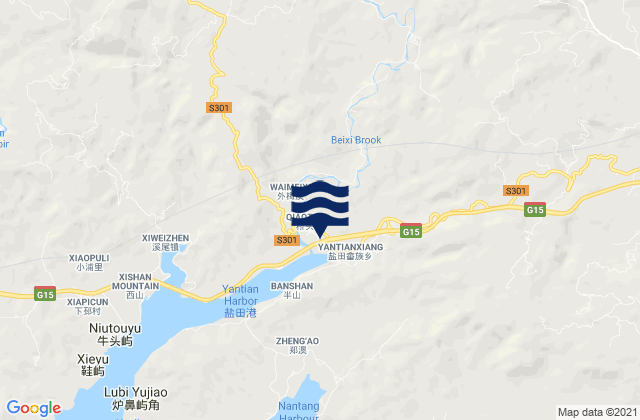 Karte der Gezeiten Yantian, China