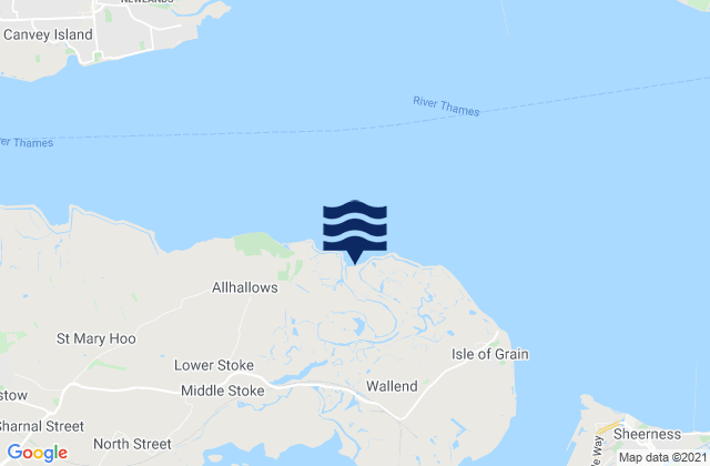 Karte der Gezeiten Yantlet beach, United Kingdom