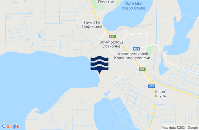 Karte der Gezeiten Yany Kapu, Ukraine