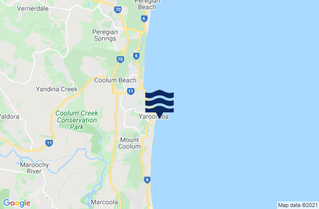 Karte der Gezeiten Yaroomba Beach, Australia