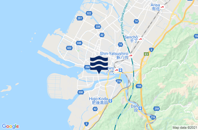 Karte der Gezeiten Yatsushiro, Japan