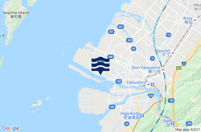 Karte der Gezeiten Yatusiro, Japan