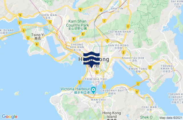 Karte der Gezeiten Yau Tsim Mong, Hong Kong