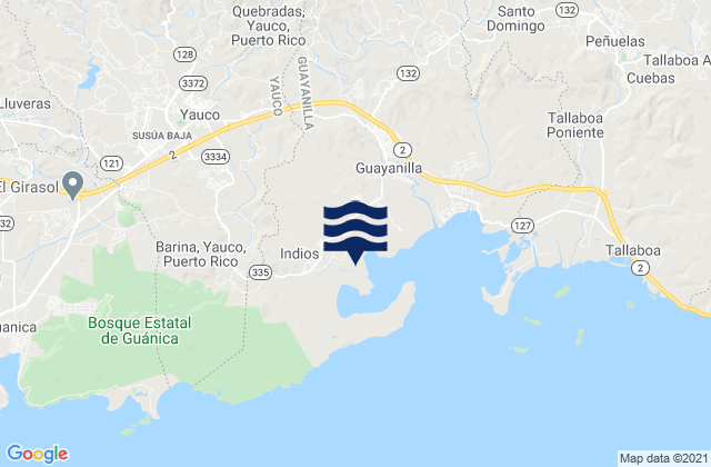 Karte der Gezeiten Yauco Barrio-Pueblo, Puerto Rico