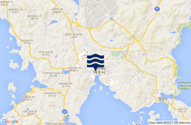 Karte der Gezeiten Yeosu-si, South Korea