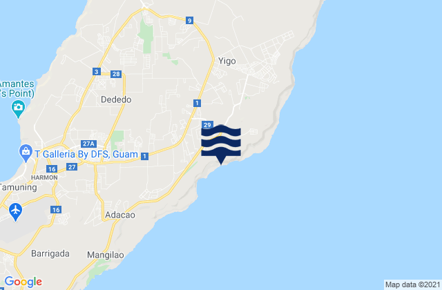 Karte der Gezeiten Yigo Village, Guam