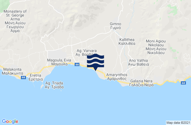 Karte der Gezeiten Yimnón, Greece