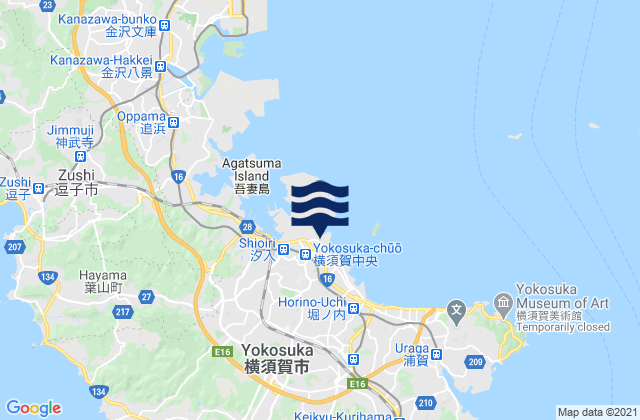 Karte der Gezeiten Yokosuka Ko, Japan