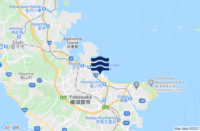 Karte der Gezeiten Yokosuka Shi, Japan