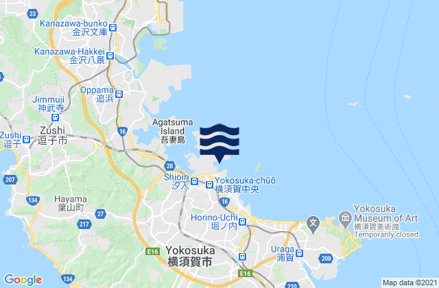 Karte der Gezeiten Yokosuka, Japan
