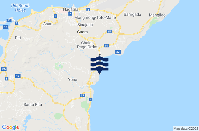 Karte der Gezeiten Yona Municipality, Guam