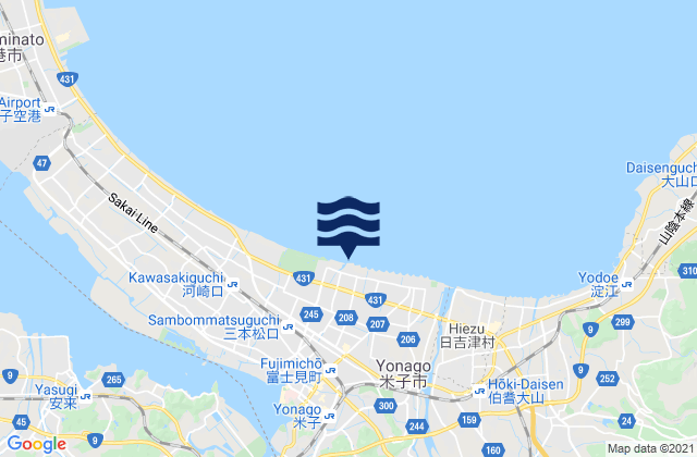 Karte der Gezeiten Yonago, Japan