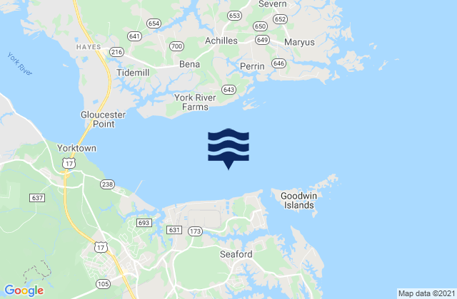 Karte der Gezeiten Yorktown (Goodwin Neck), United States