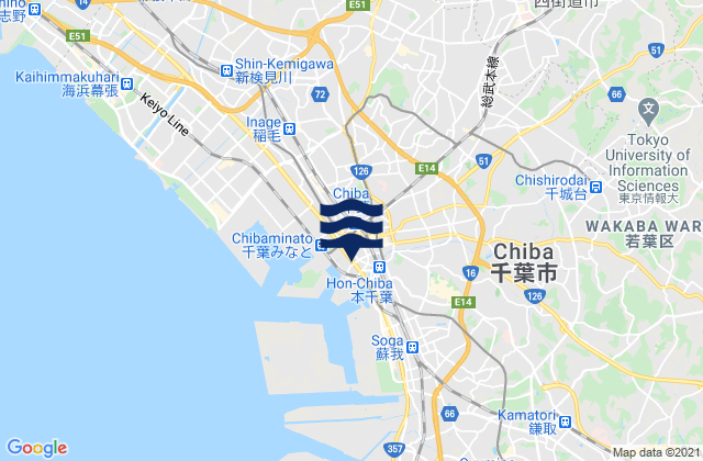 Karte der Gezeiten Yotsukaidō-shi, Japan