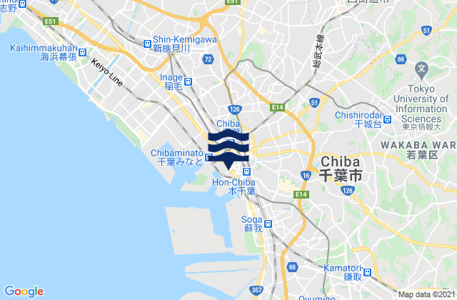 Karte der Gezeiten Yotsukaidō, Japan
