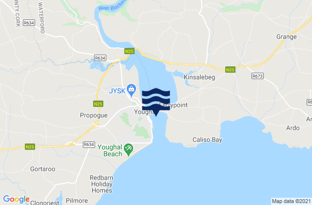 Karte der Gezeiten Youghal Harbour, Ireland