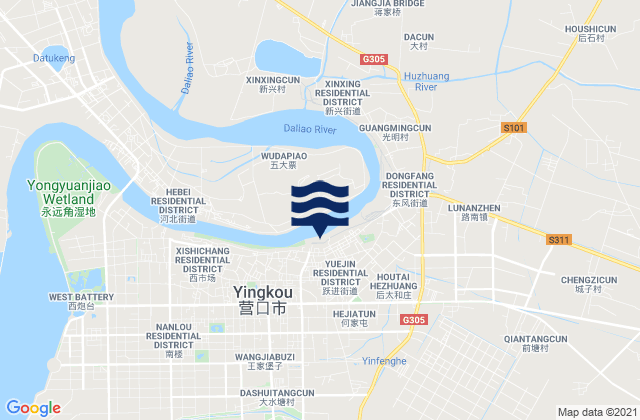 Karte der Gezeiten Yuejin, China