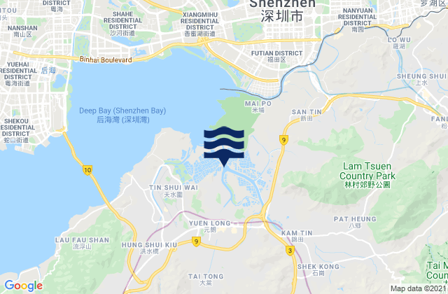 Karte der Gezeiten Yuen Long Kau Hui, Hong Kong
