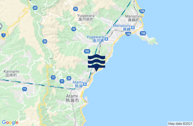 Karte der Gezeiten Yugawara, Japan