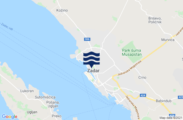 Karte der Gezeiten Zadar, Croatia