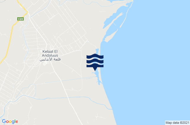 Karte der Gezeiten Zahānah, Tunisia