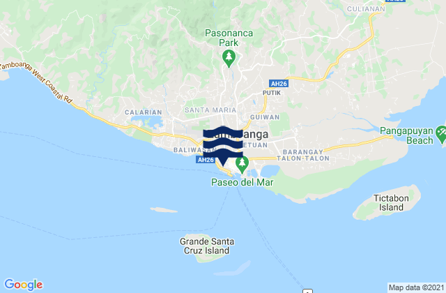 Karte der Gezeiten Zamboanga, Philippines