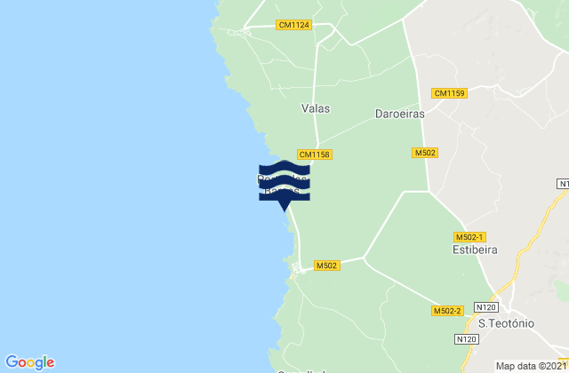 Karte der Gezeiten Zambujeira do Mar, Portugal