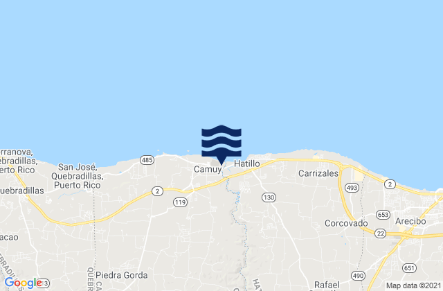 Karte der Gezeiten Zanja Barrio, Puerto Rico