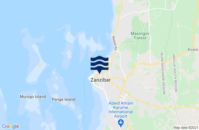 Karte der Gezeiten Zanzibar, Tanzania