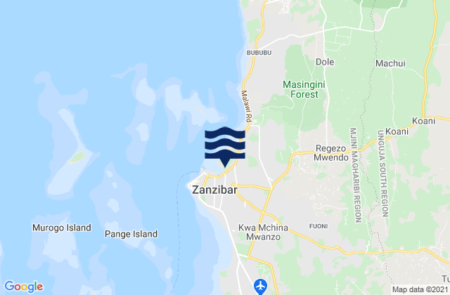Karte der Gezeiten Zanzibar Urban/West Region, Tanzania